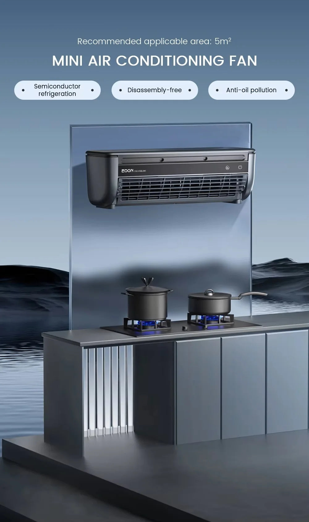 Kitchen air conditioner 2025new model cooling wall fan large wind force charging fan home use table standing remote control exovai.com