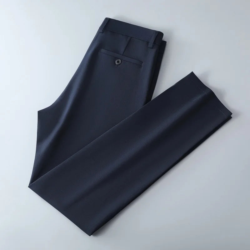 Men's lightweight business casual pants with micro elasticitymen's quick drying pantsnew straight leg office black deep bluepant exovai.com