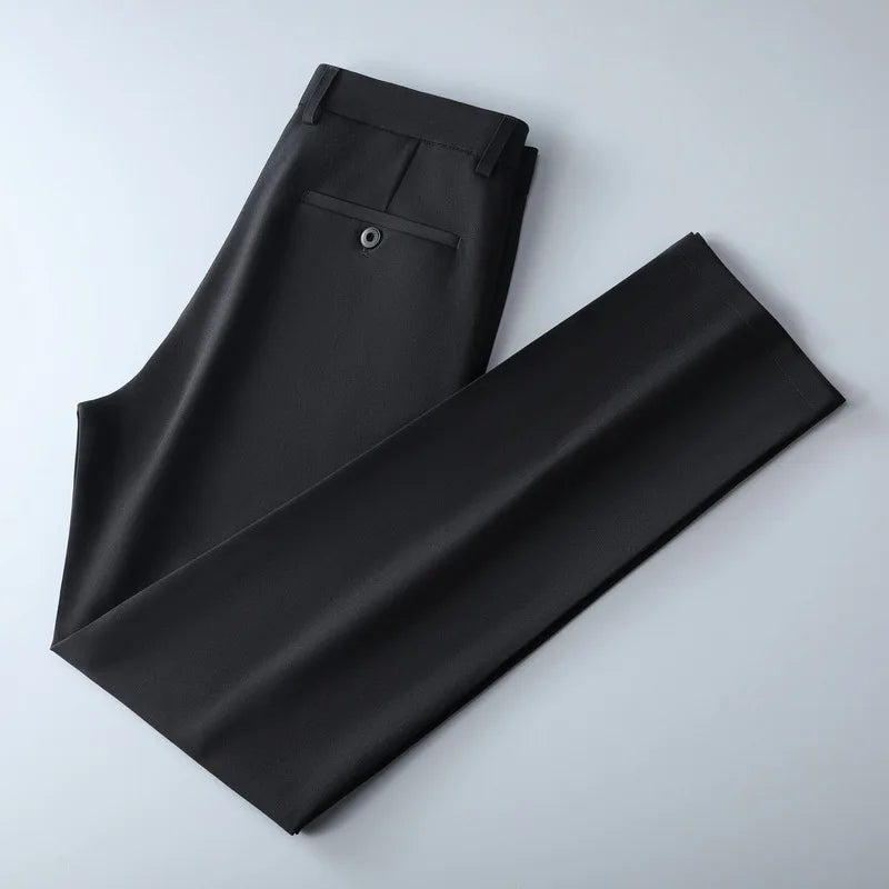 Men's lightweight business casual pants with micro elasticitymen's quick drying pantsnew straight leg office black deep bluepant exovai.com