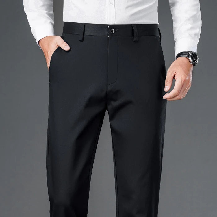 Men's lightweight business casual pants with micro elasticitymen's quick drying pantsnew straight leg office black deep bluepant exovai.com