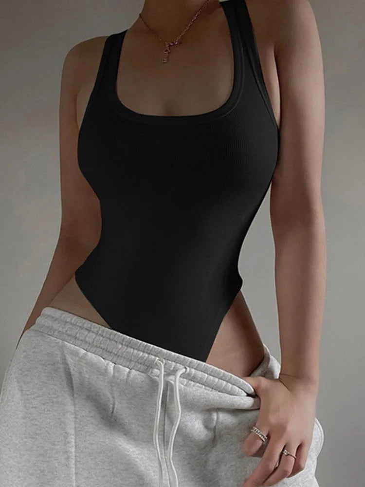 Sleeveless Knit Bodysuit Hot Summer Sexy Bodycon Off Shoulder Halter Tops Casual Street Bodice For Women ClubWear exovai.com