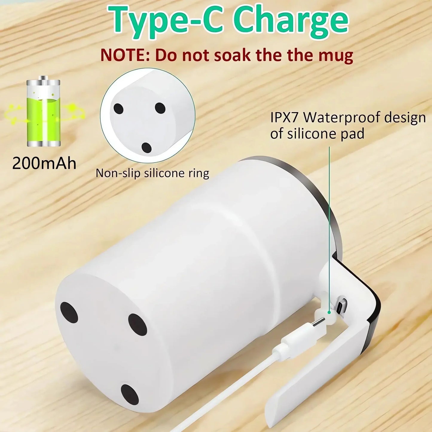 380ML Electric Coffee Self Mixing Mug IP67 Waterproof Coffee Stirring Mug USB Charging Digital Display Automatic Magnetic Cup exovai.com