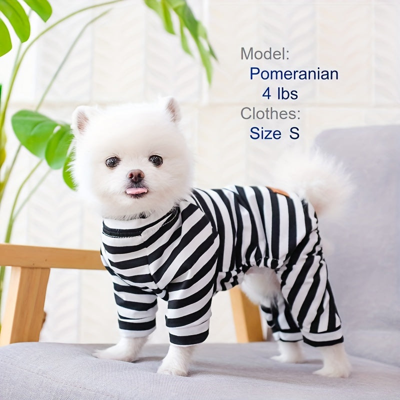 Year-Round Cozy Knit Pajamas for Small Dogs & Cats - Easy Pullover, Stretch Comfort, Stylish Stripes exovai.com