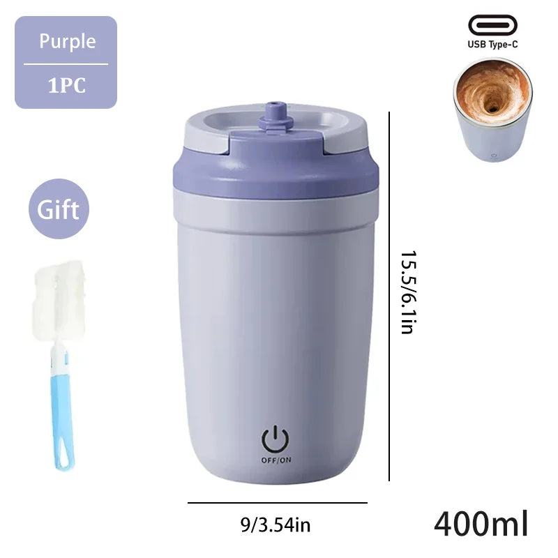 Automatic Self Stirring Mug, Coffee Milk Mixing Cup, Magnetic Stirring, Stainless Steel Electric Blender, 400ml exovai.com