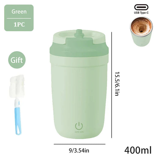 Automatic Self Stirring Mug, Coffee Milk Mixing Cup, Magnetic Stirring, Stainless Steel Electric Blender, 400ml exovai.com